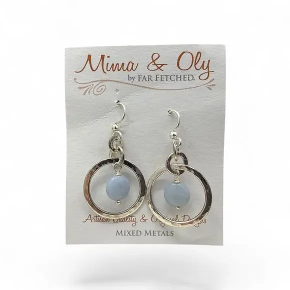 Far Fetched Entwined Circles Angelite Dangle Earrings Silver Plated Mima Oly NEW - Picture 3 of 4